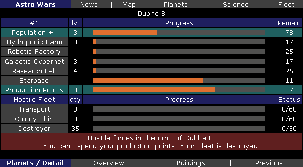 Siege alert on the details page of the Planets Screen